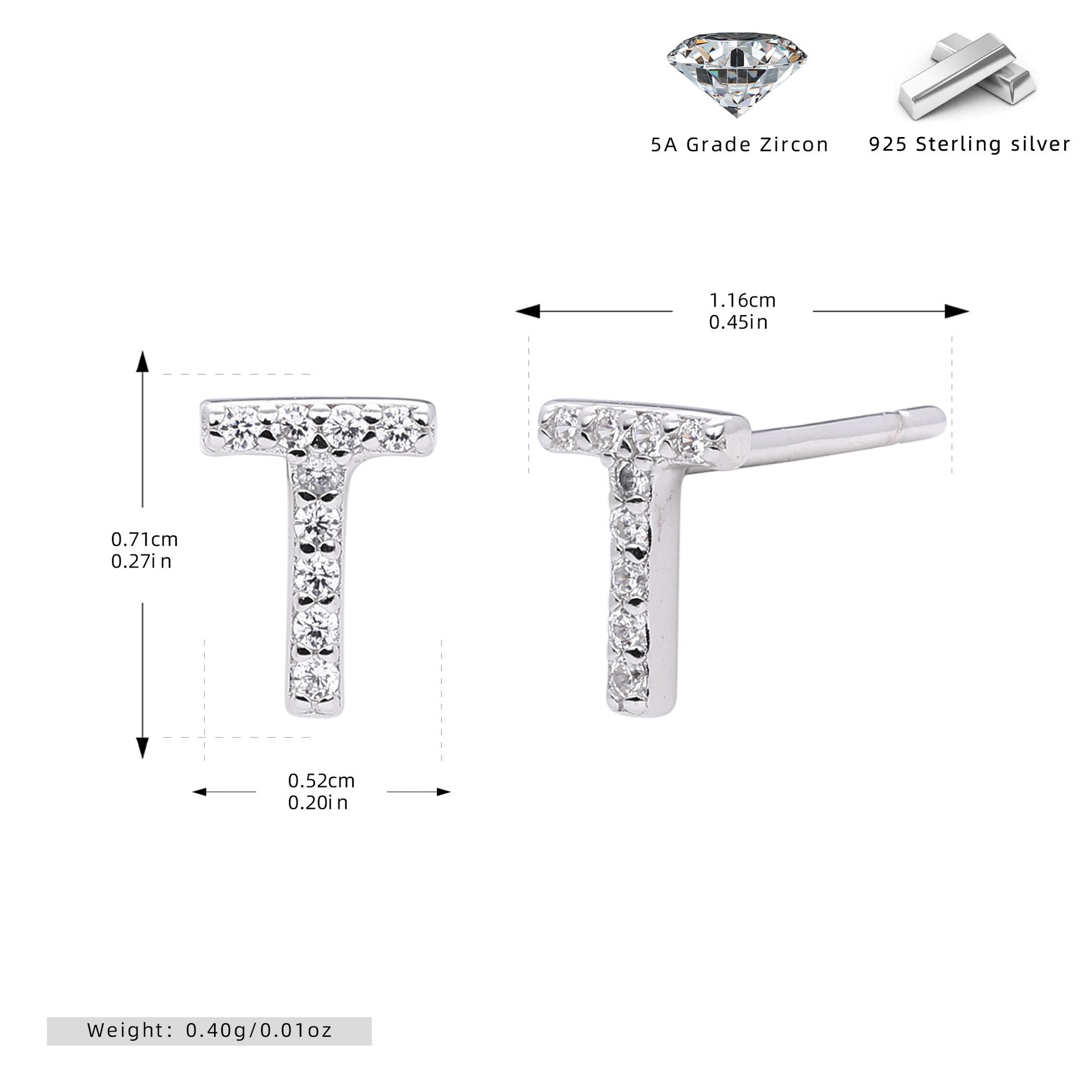 Elegant stud earrings for women with letters