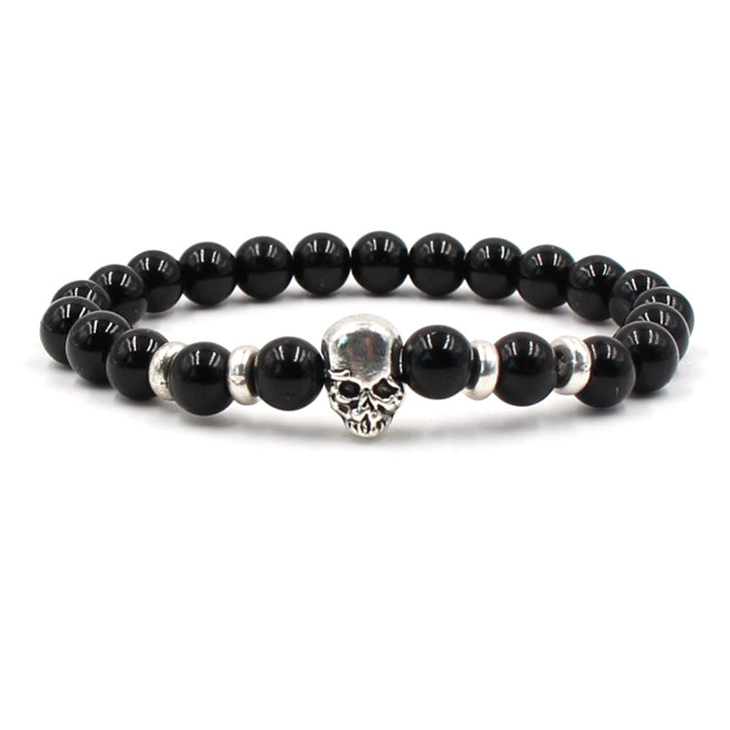 8mm Natural White Turquoise Agate Stone Stretch Bracelet for Men