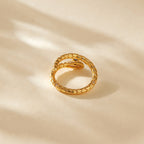 Adjustable snake ring in 18K gold plated copper, color retention