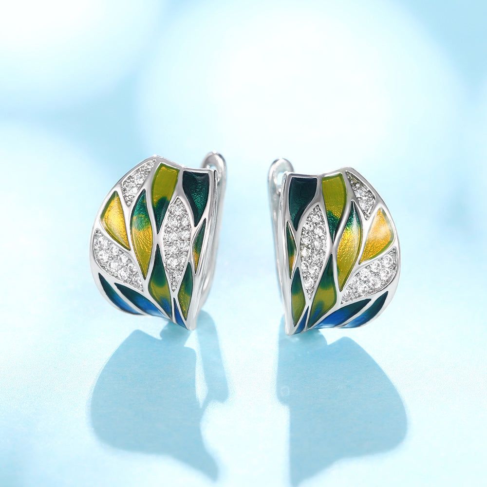 Elegant Mori Green Pastoral Style Clip-on Earrings