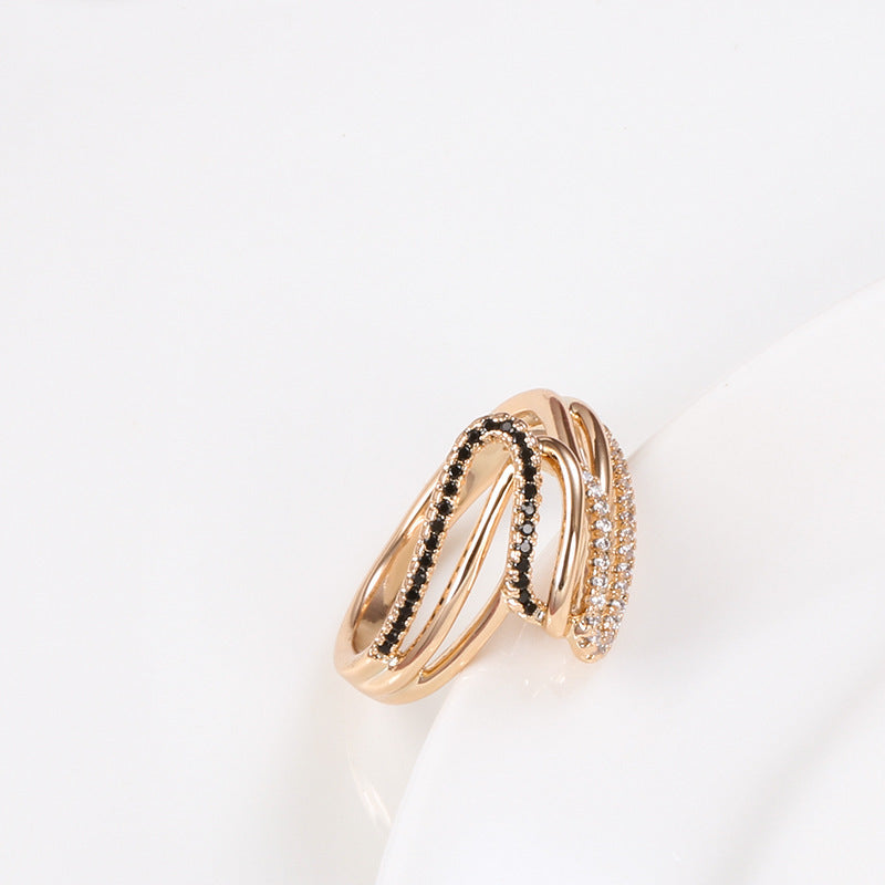 Refined Women's Ring in Copper and Shiny Zircons