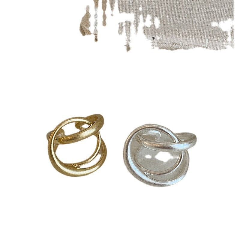 Open ring in three-dimensional interlaced matte metal