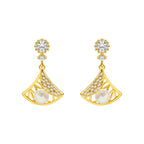 Openwork fan-shaped earrings with sterling silver needle