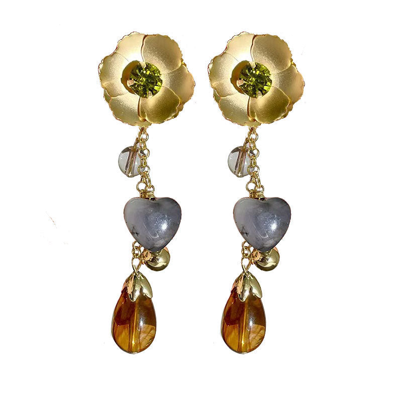 High Quality Diamond Flower Love Light Luxury Earrings for Minorities