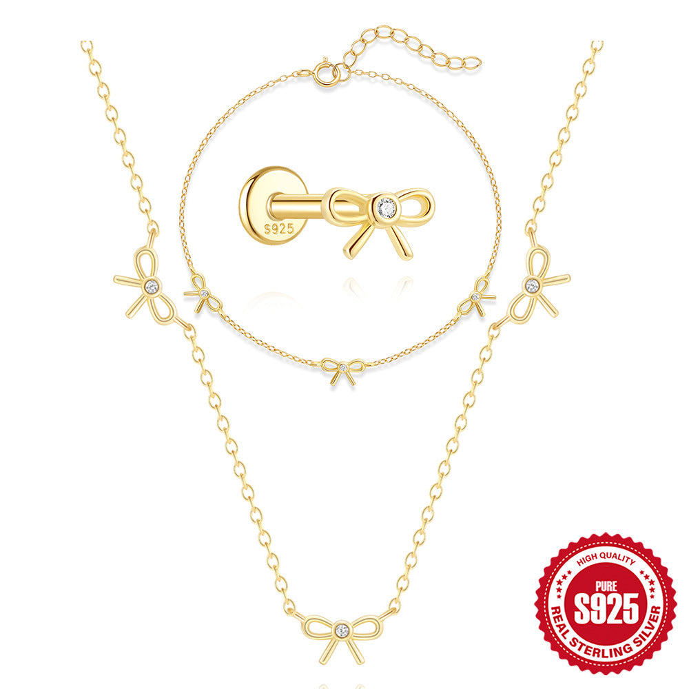 925 Silver Jewelry Box – Elegant Knot Set (Piercing, Bracelet, Necklace)