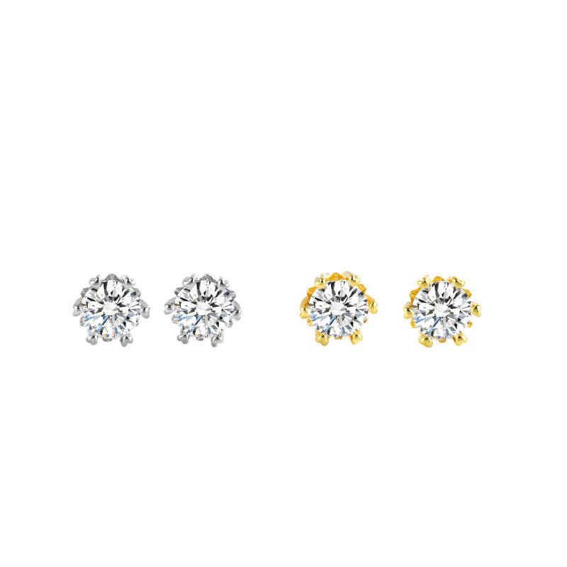Boucles d’oreilles puces en laiton avec zircon - NovaShop NovaShop Silver Bigbuy