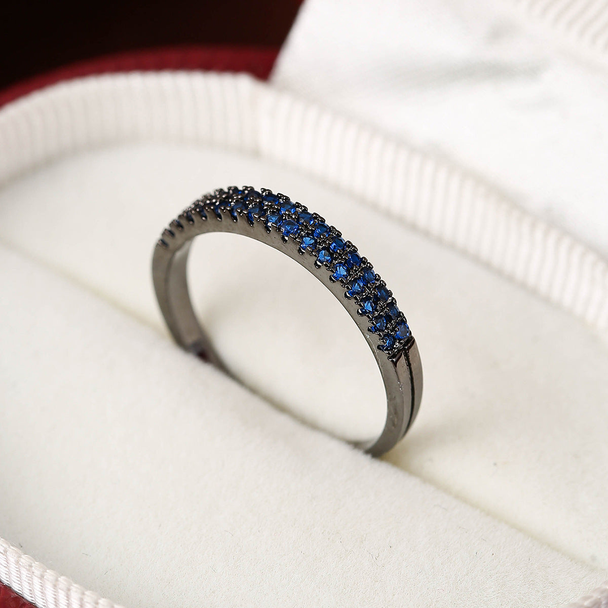 Elegant Simple Copper Ring with Inlaid Colorful Zircon