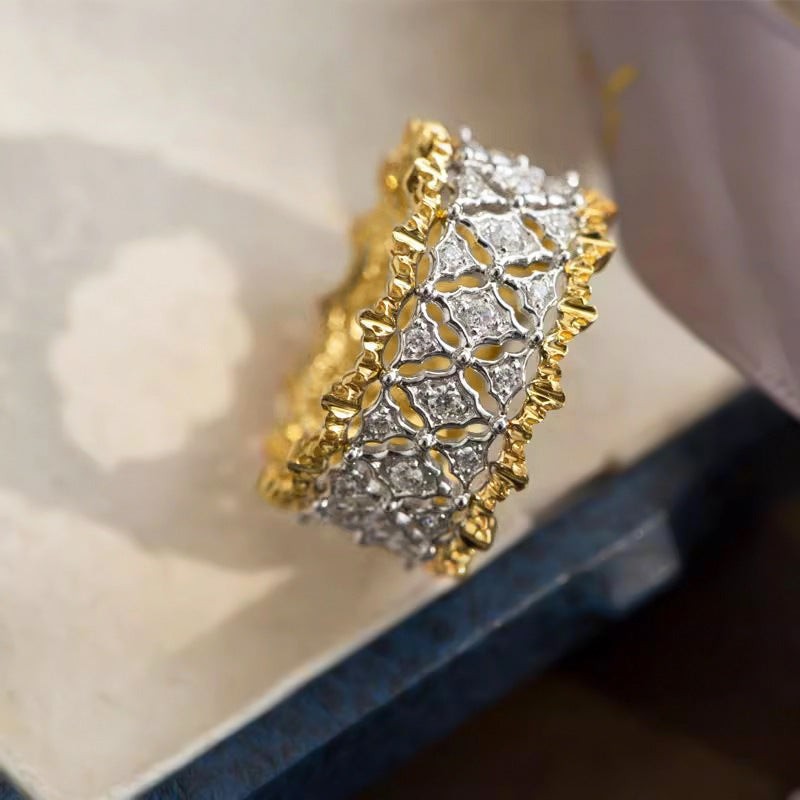 Premium unisex two-tone ring with zircons, versatile design Alliant
