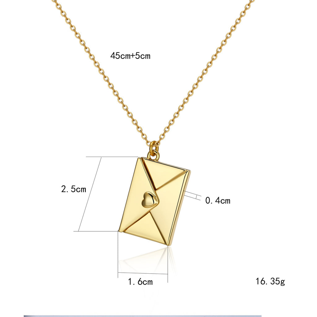 “I Love You” Envelope Necklace – Hidden Message of Love