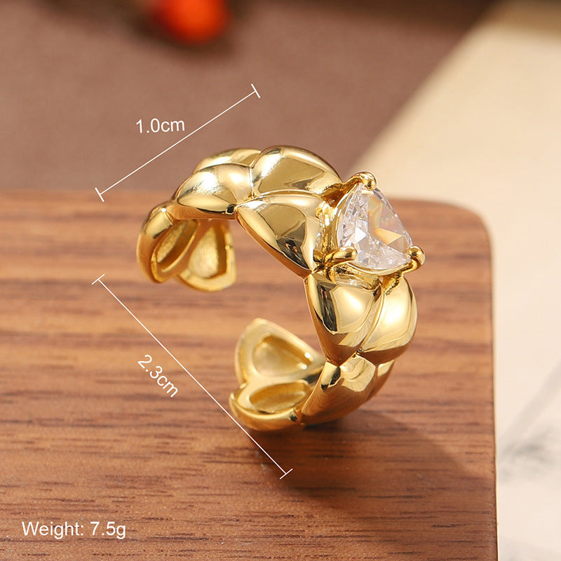 High quality natural stone geometric ring, versatile, retro, light-resistant