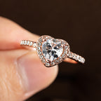 Women's White Copper Wedding Ring with Crystal Heart - Christmas Style
