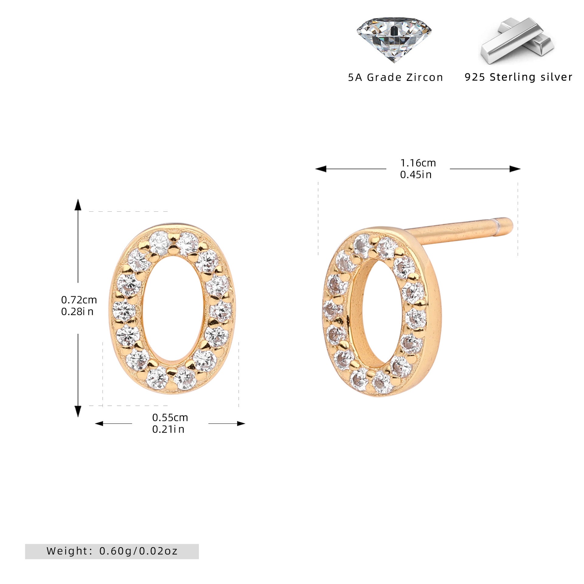 Elegant stud earrings for women with letters
