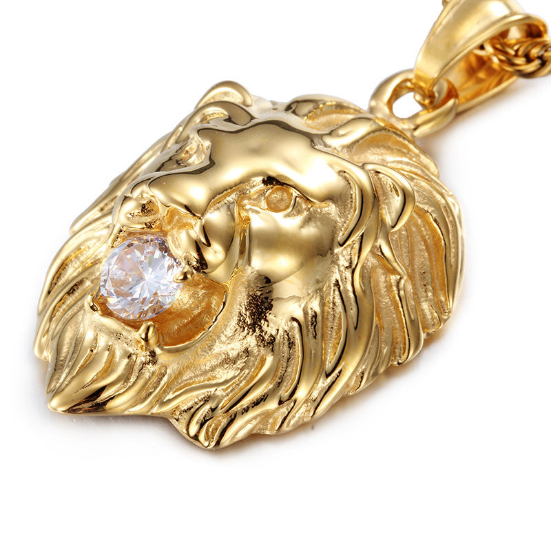 Collier Pendentif Homme Tête de Lion en Alliage avec Diamants - NovaShop NovaShop Gold Bigbuy