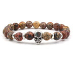 8mm Natural White Turquoise Agate Stone Stretch Bracelet for Men