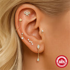 Boucles d’oreilles nœud géométrique en argent sterling S925 avec diamant - NovaShop NovaShop 4 Single Golden Bigbuy