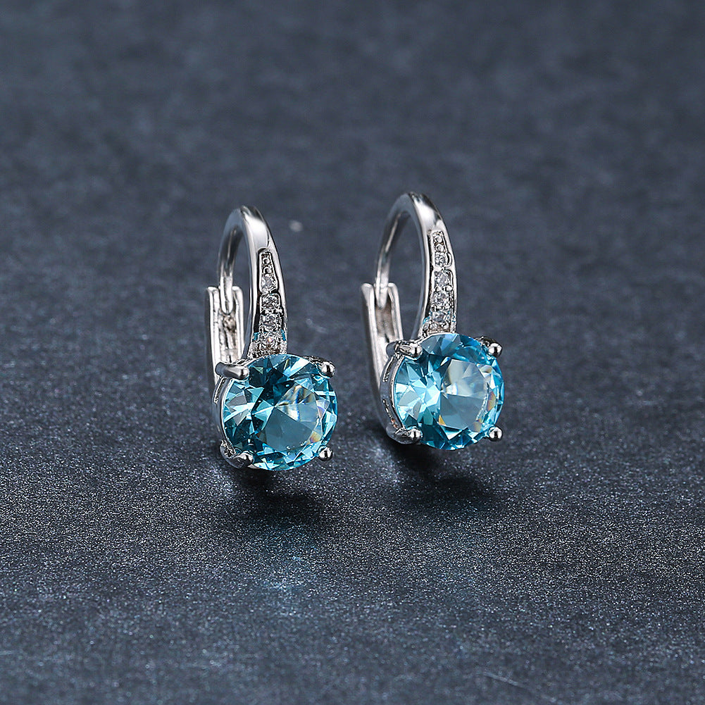 Boucles d’oreilles mode simples et élégantes, déclinées en plusieurs couleurs - NovaShop NovaShop Platinum Watery Blue Diamond Bigbuy