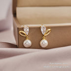 Geometric 925 silver earrings with zircon cross and heart and pearl