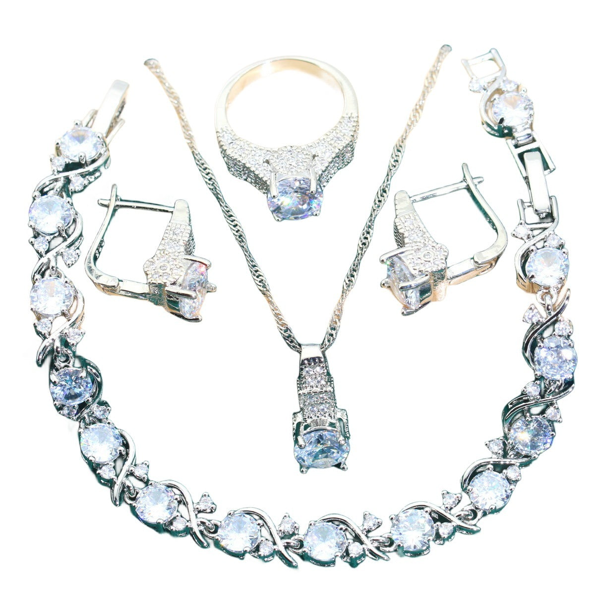 Four-Piece Zircon Set – Necklace, Bracelet, Earrings and Ring Dare to Shine