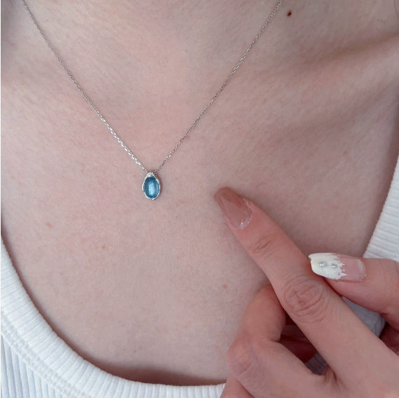 Collier pendentif goutte d’eau bleu marine pour femme - NovaShop NovaShop Navy Blue White Gold Color Bigbuy