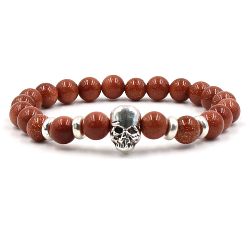 8mm Natural White Turquoise Agate Stone Stretch Bracelet for Men