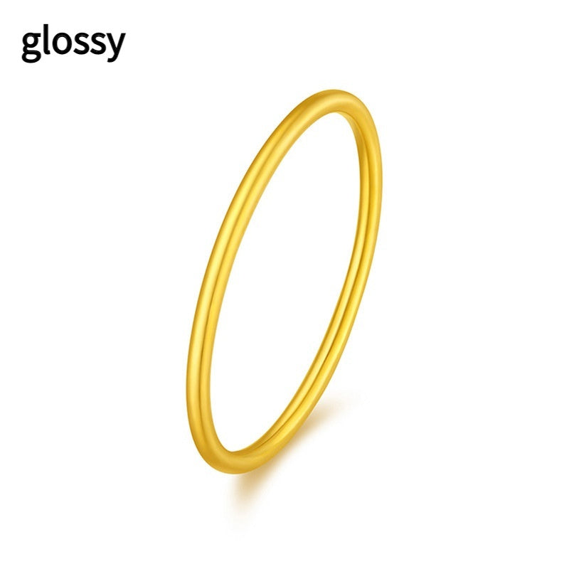 Simple Bracelet and Ring for Women in Gold Brass, Trendy Style