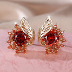Boucles d’oreilles rondes fleurs plume en zircon - NovaShop NovaShop Black Diamond / Rose gold Bigbuy