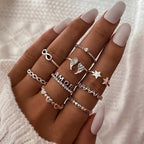 Fashionable butterfly and snake ring combination
