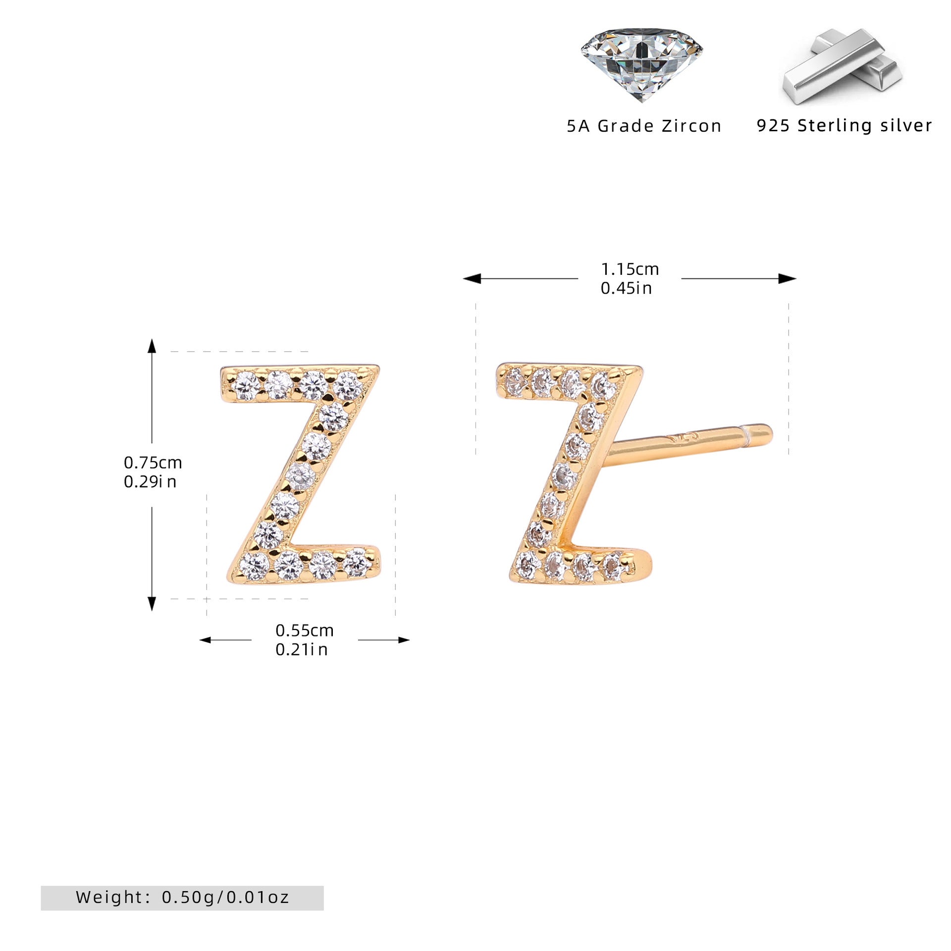 Elegant stud earrings for women with letters