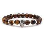 8mm Natural White Turquoise Agate Stone Stretch Bracelet for Men