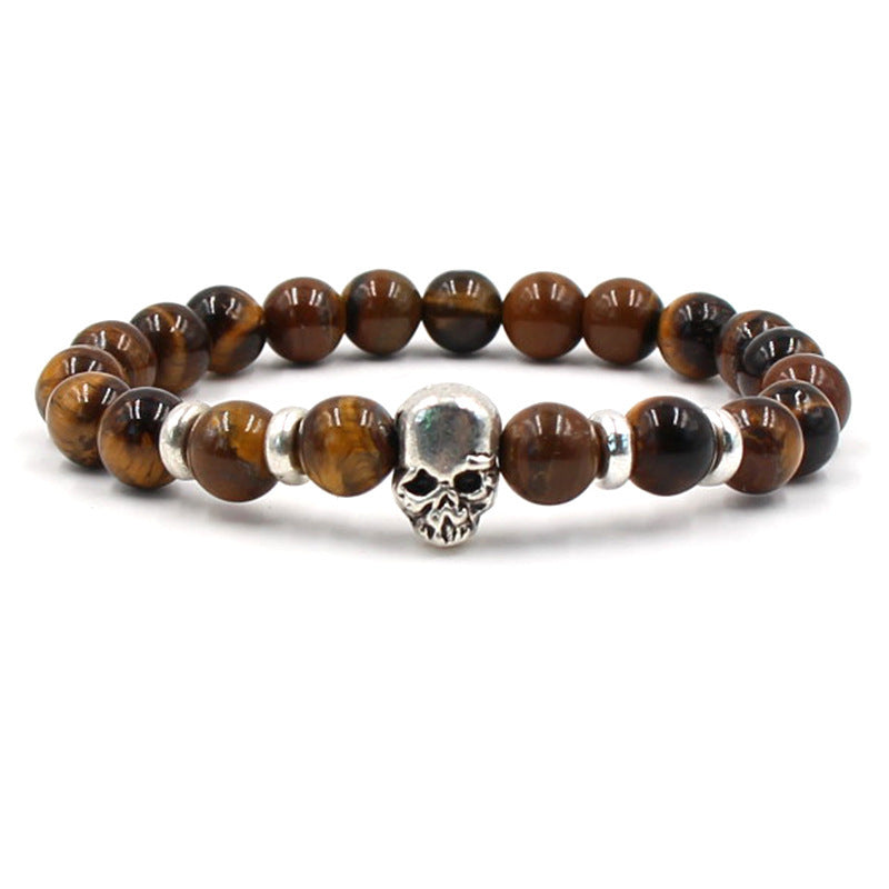 8mm Natural White Turquoise Agate Stone Stretch Bracelet for Men