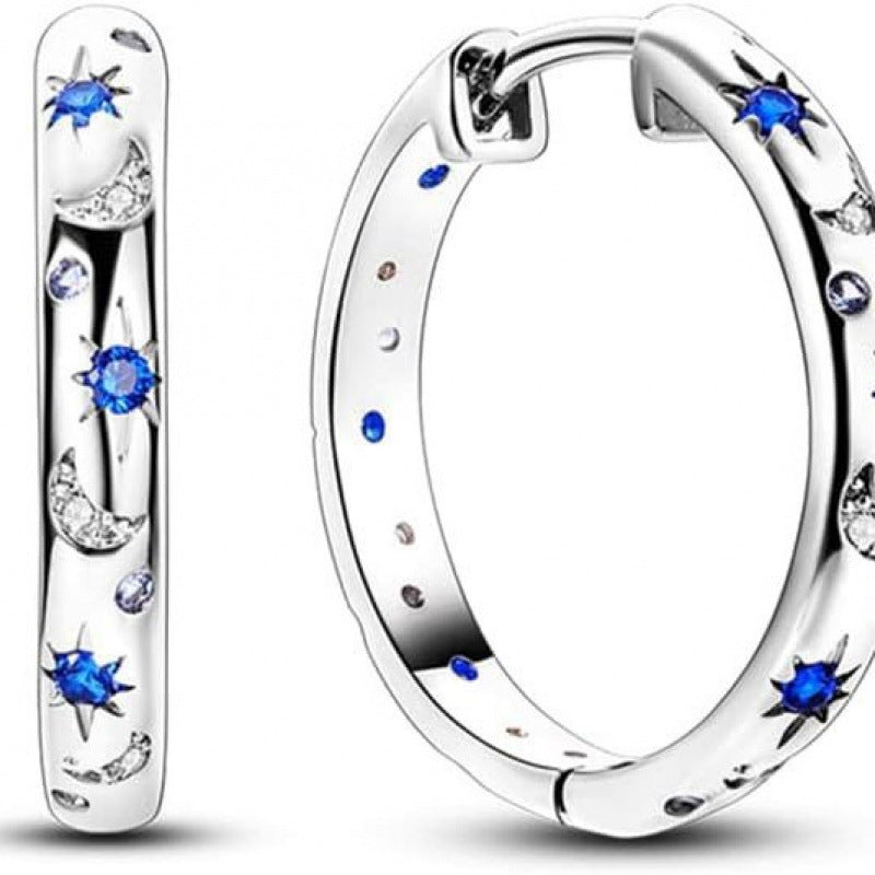 Unique style shiny rhinestone star clip-on earrings