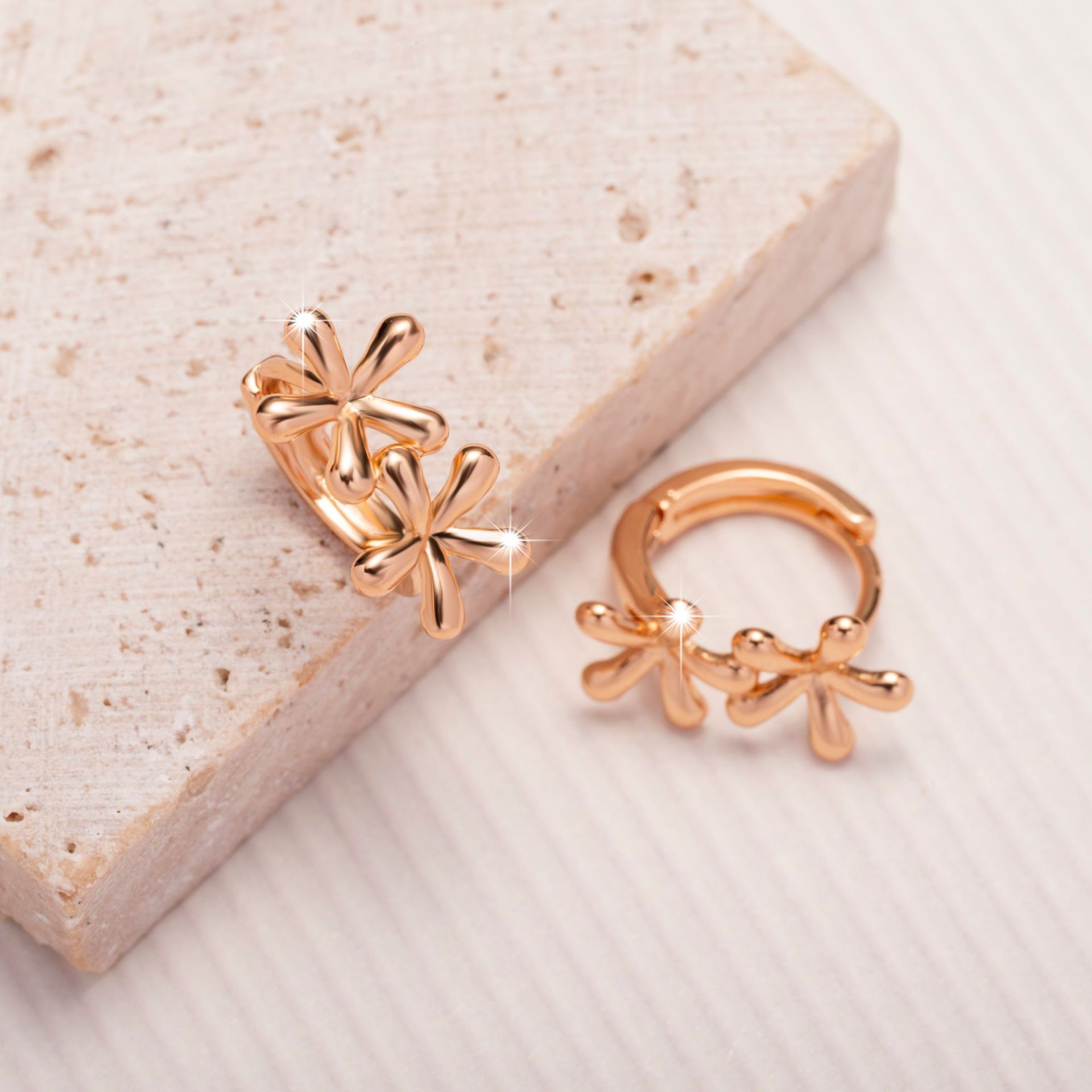 Boucles d’oreilles haut de gamme européennes et américaines en forme de fleur goutte - NovaShop NovaShop Rose Gold Bigbuy