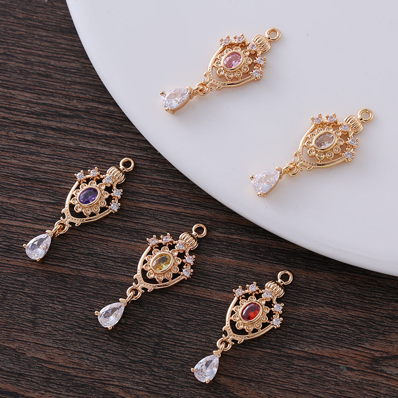This pendant, micro-encrusted with zircon, in the shape of an openwork water drop