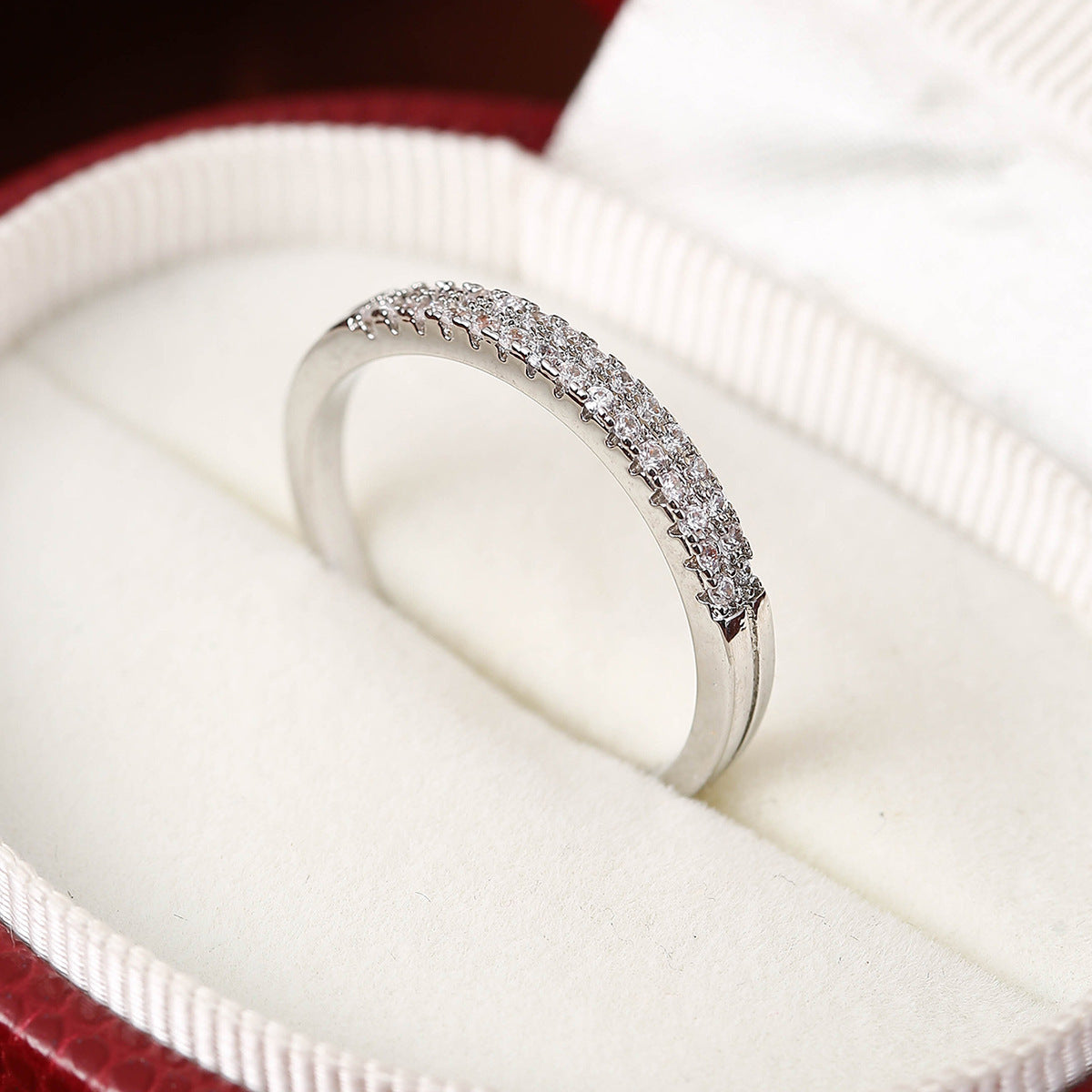 Elegant Simple Copper Ring with Inlaid Colorful Zircon