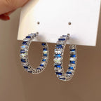 Large geometric quadrilateral hoop earrings with zircons