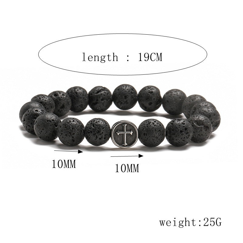 Bracelet en pierres de lave fini en acier inoxydable - NovaShop NovaShop Volcano / 10mm Bigbuy