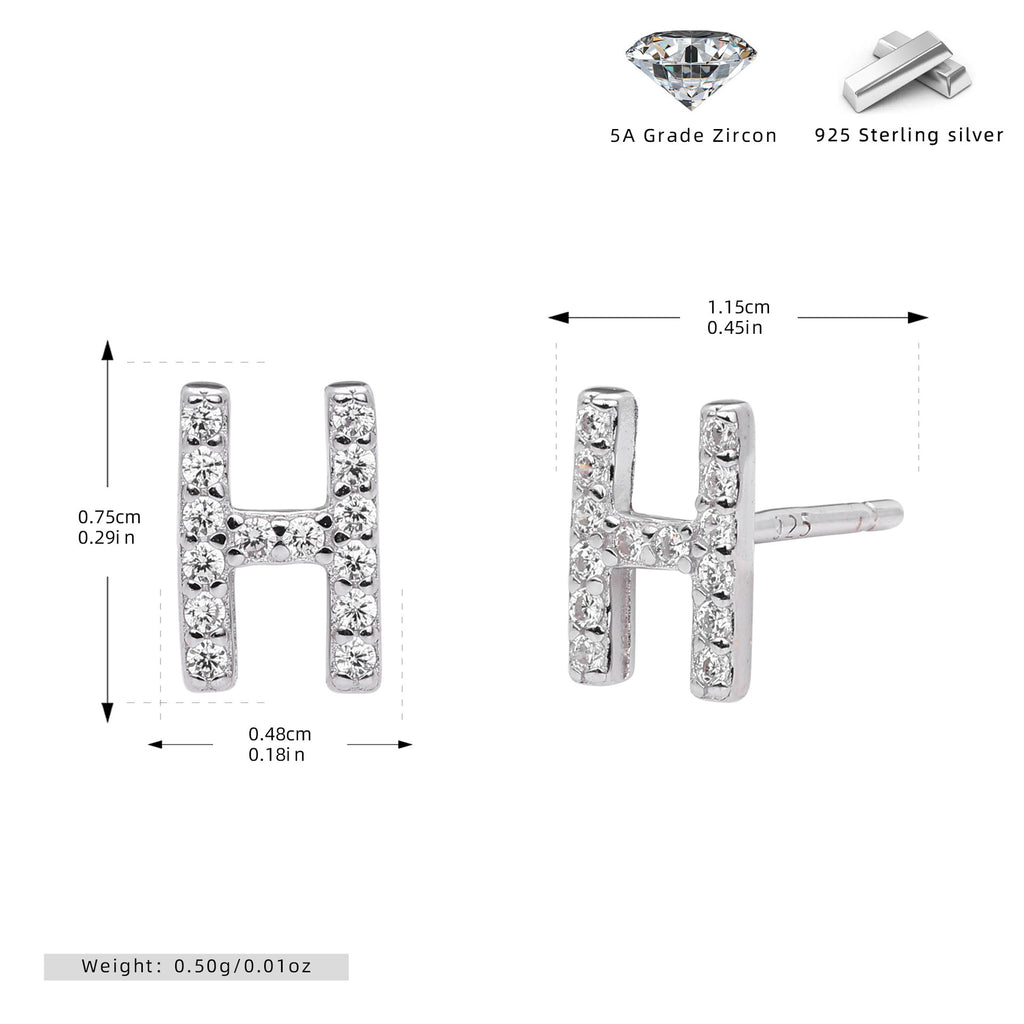 Boucles d’oreilles puces élégantes pour femmes avec lettres - NovaShop NovaShop Platinum H / 925 Silver Bigbuy
