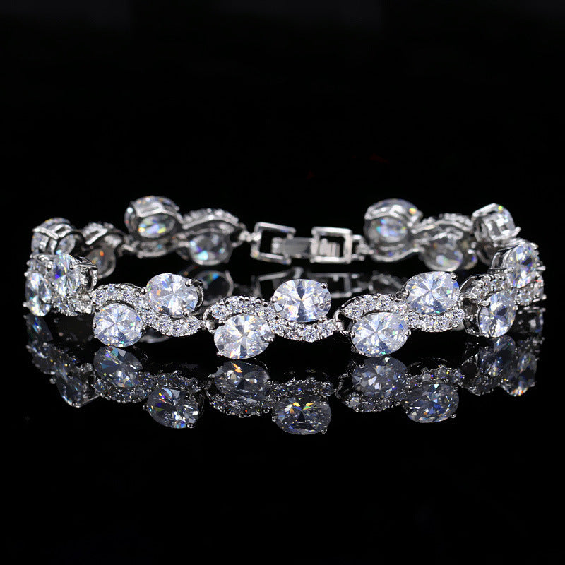 Bracelet en placage cuivre couleur or blanc véritable 18K avec zircon - NovaShop NovaShop White Bigbuy