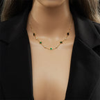 Collier en acier inoxydable avec cube et zircon émeraude – Style simple et personnalité - NovaShop NovaShop Gold Bigbuy