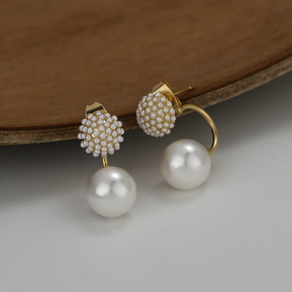 Boucles d’oreilles pendantes boule florale avec perle, élégantes - NovaShop NovaShop Gold Bigbuy