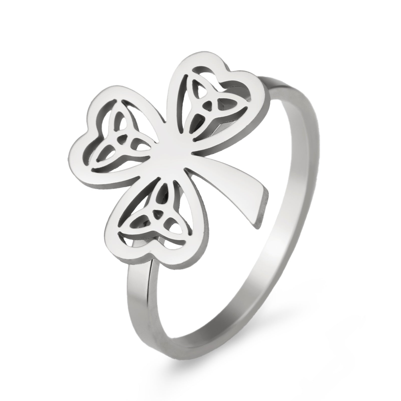 Lucky Open Stainless Steel Ring for Women and Men