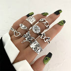 Fashionable butterfly and snake ring combination