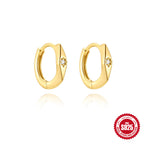 XINGX S925 Sterling Silver Geometric Diamond Wide Face Ear Ring