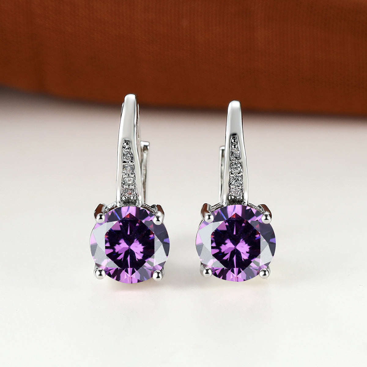 Boucles d’oreilles mode simples et élégantes, déclinées en plusieurs couleurs - NovaShop NovaShop Platinum Purple Diamond Bigbuy