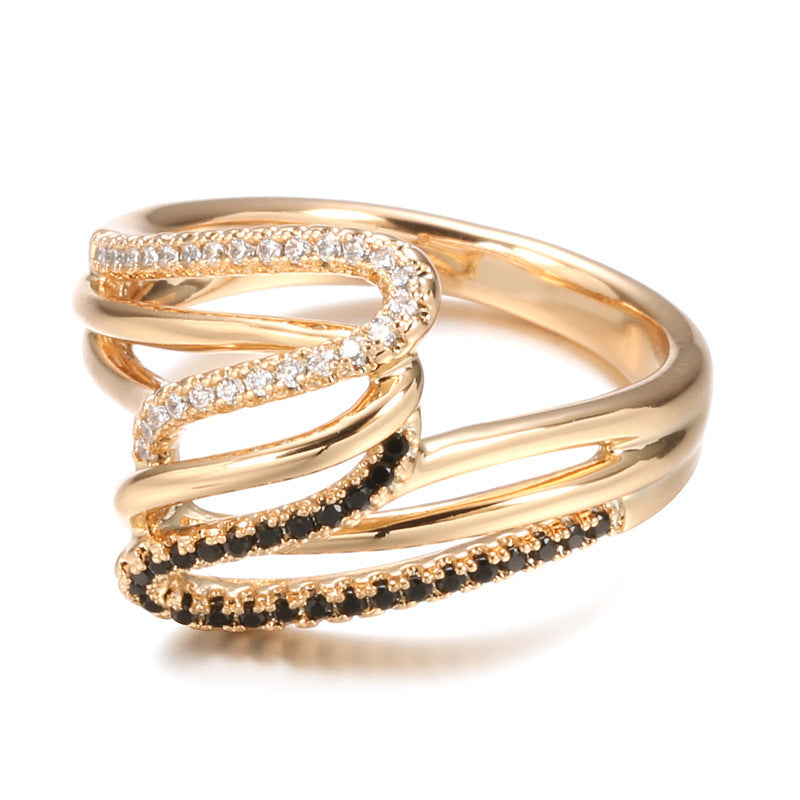 Refined Women's Ring in Copper and Shiny Zircons