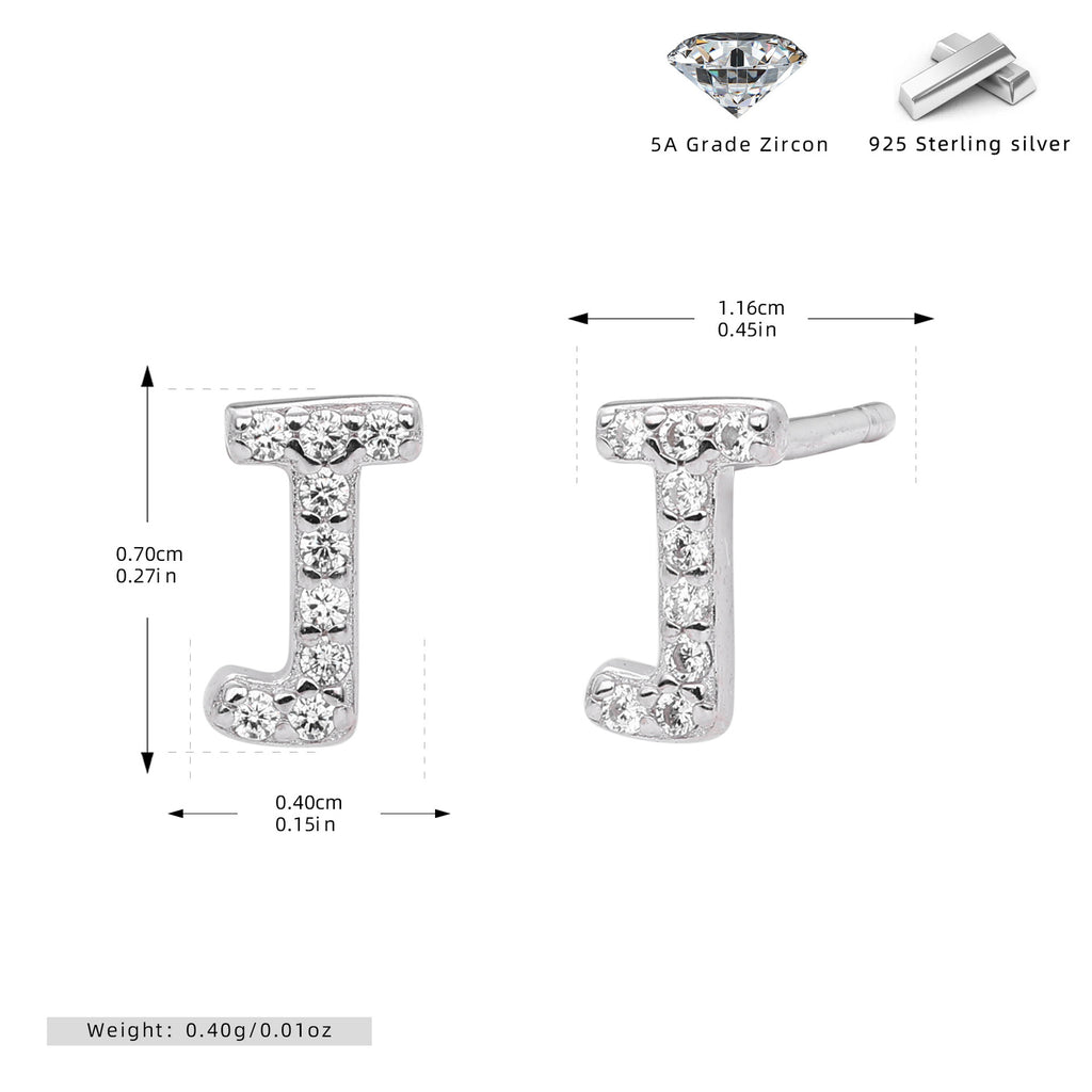 Boucles d’oreilles puces élégantes pour femmes avec lettres - NovaShop NovaShop Platinum J / 925 Silver Bigbuy
