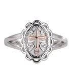 Personalized Ring for Women with Cross and Lace