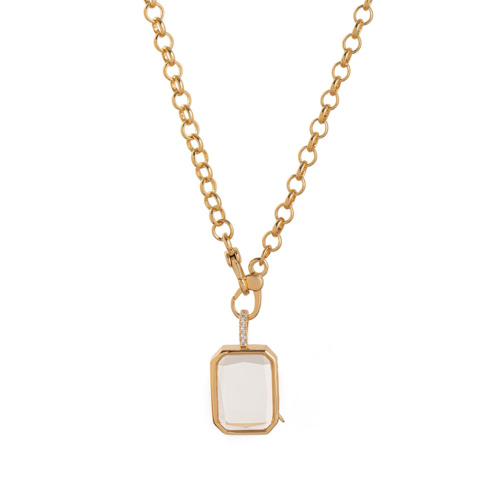Customizable Clear Memorial Pendant with Opening - French Retro Style