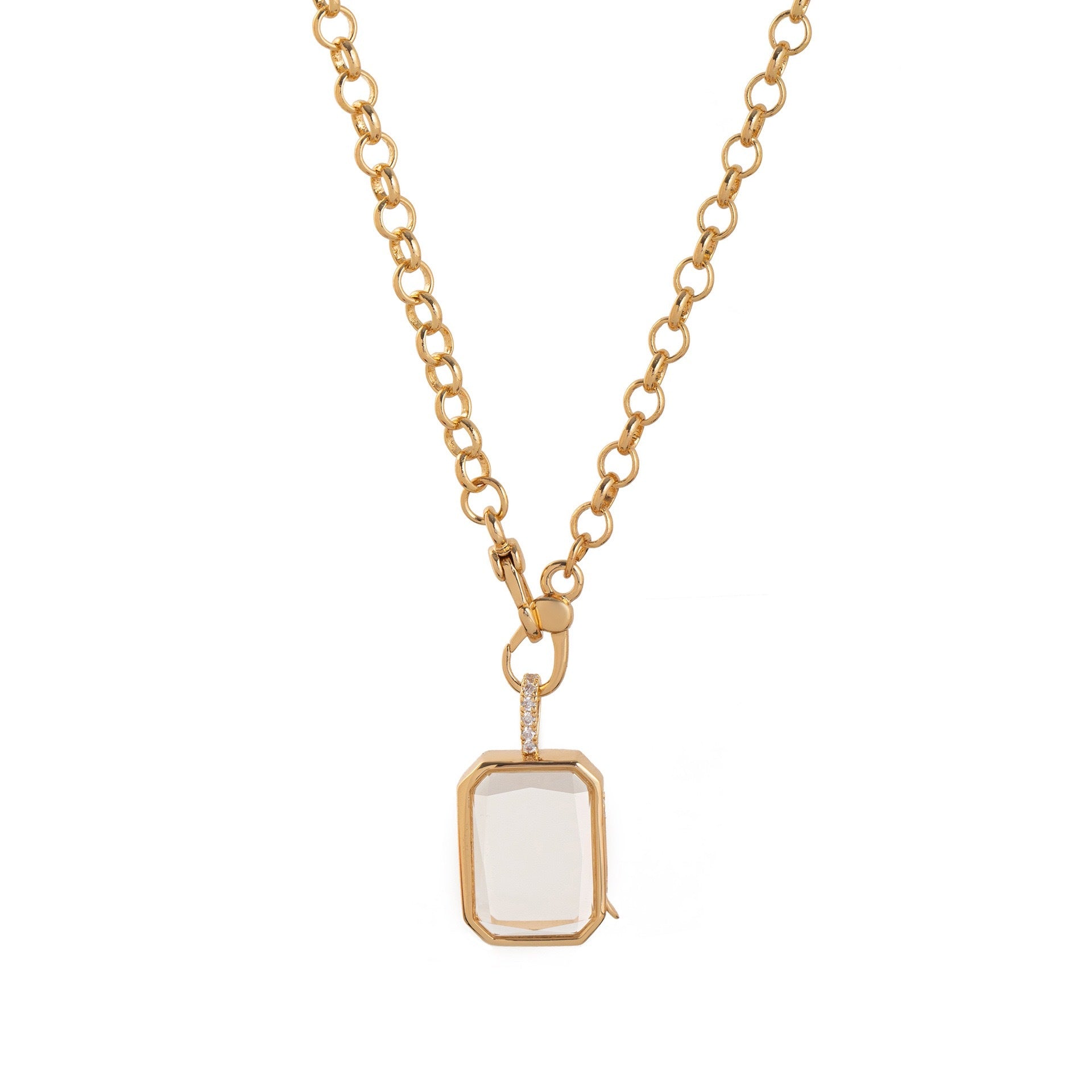 Customizable Clear Memorial Pendant with Opening - French Retro Style