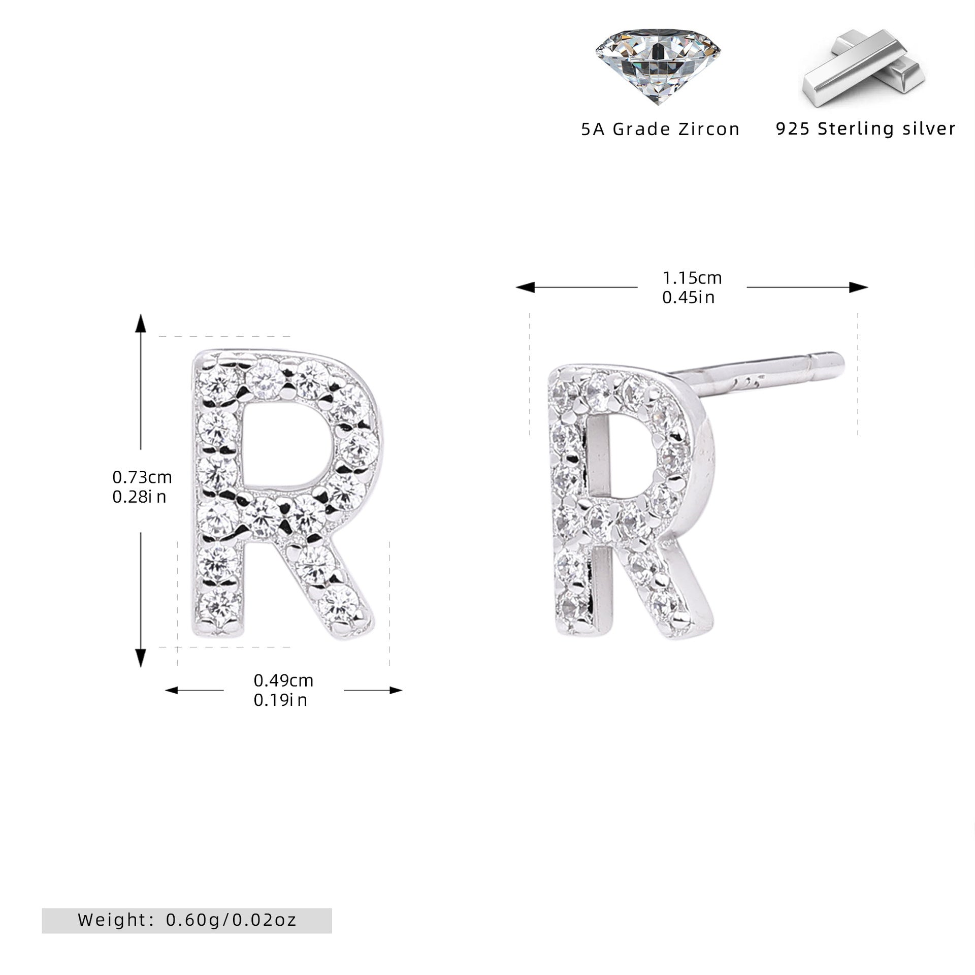 Elegant stud earrings for women with letters
